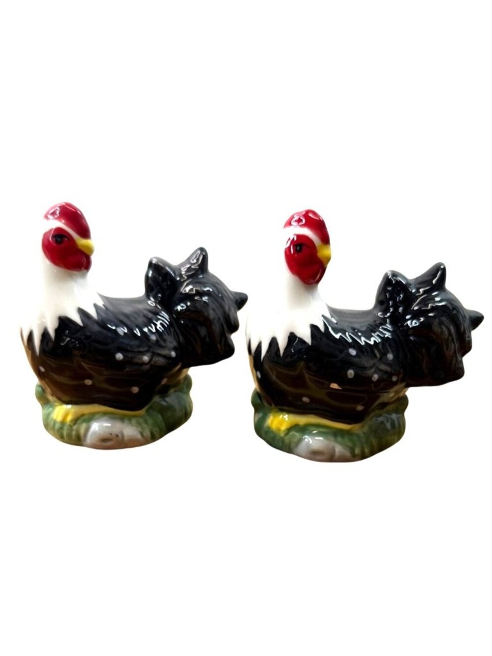 Rooster & Chicken Salt Pepper Shakers American Atelier Farmhouse Country Chic